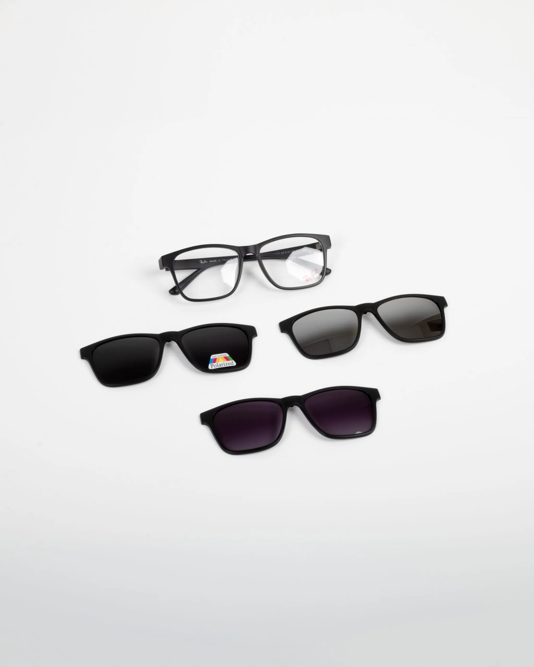 عینک طبی سه کاور ریبن مشکی مدل 9502- Rayban 9 عینک طبی آفتابی آهنربایی کاوردار چند کاره دید در شب جیوه ای پلاریزه آبی زرد فروش اقساطی اسنپ پی