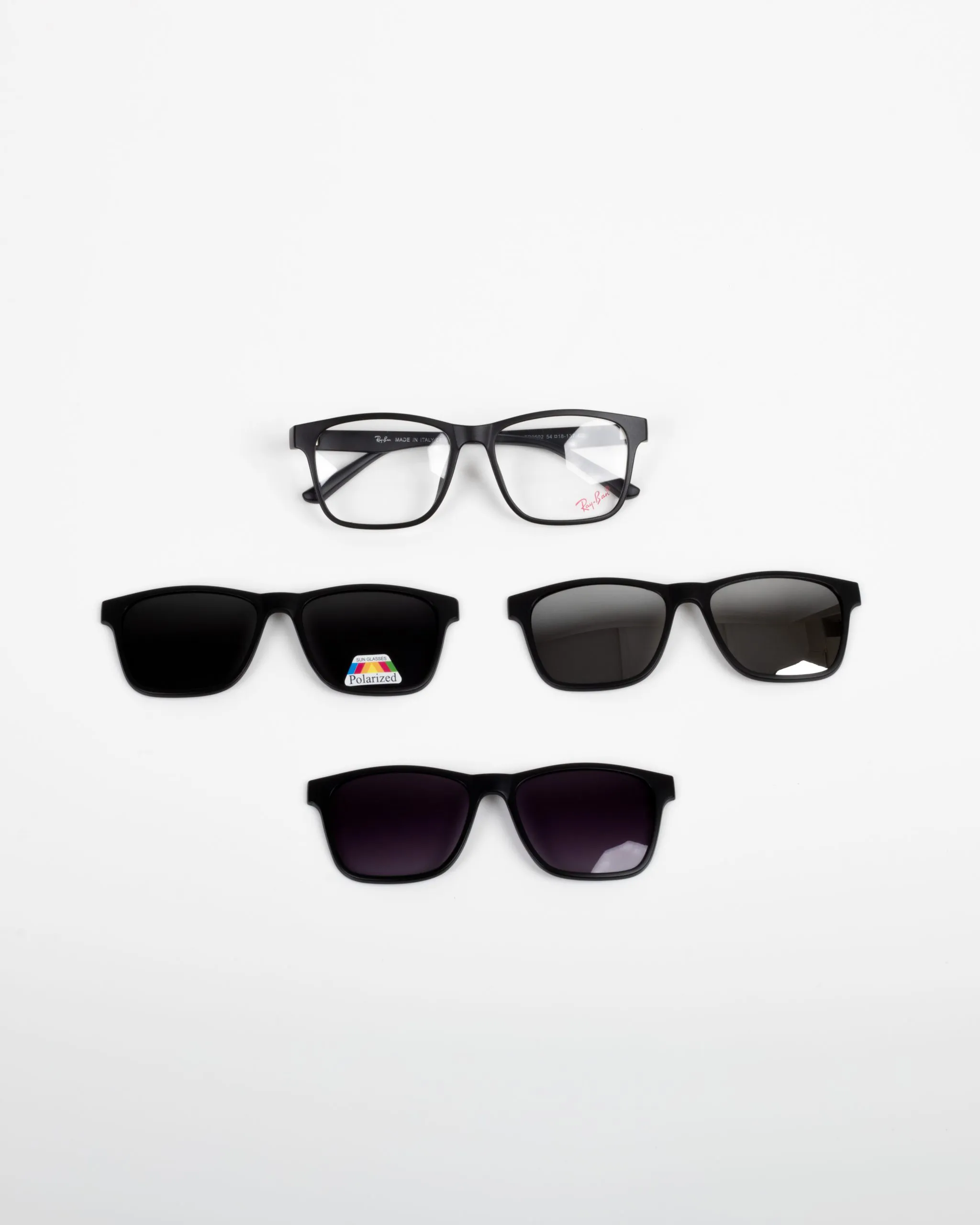 عینک طبی سه کاور ریبن مشکی مدل 9502- Rayban 1 عینک طبی آفتابی آهنربایی کاوردار چند کاره دید در شب جیوه ای پلاریزه آبی زرد فروش اقساطی اسنپ پی